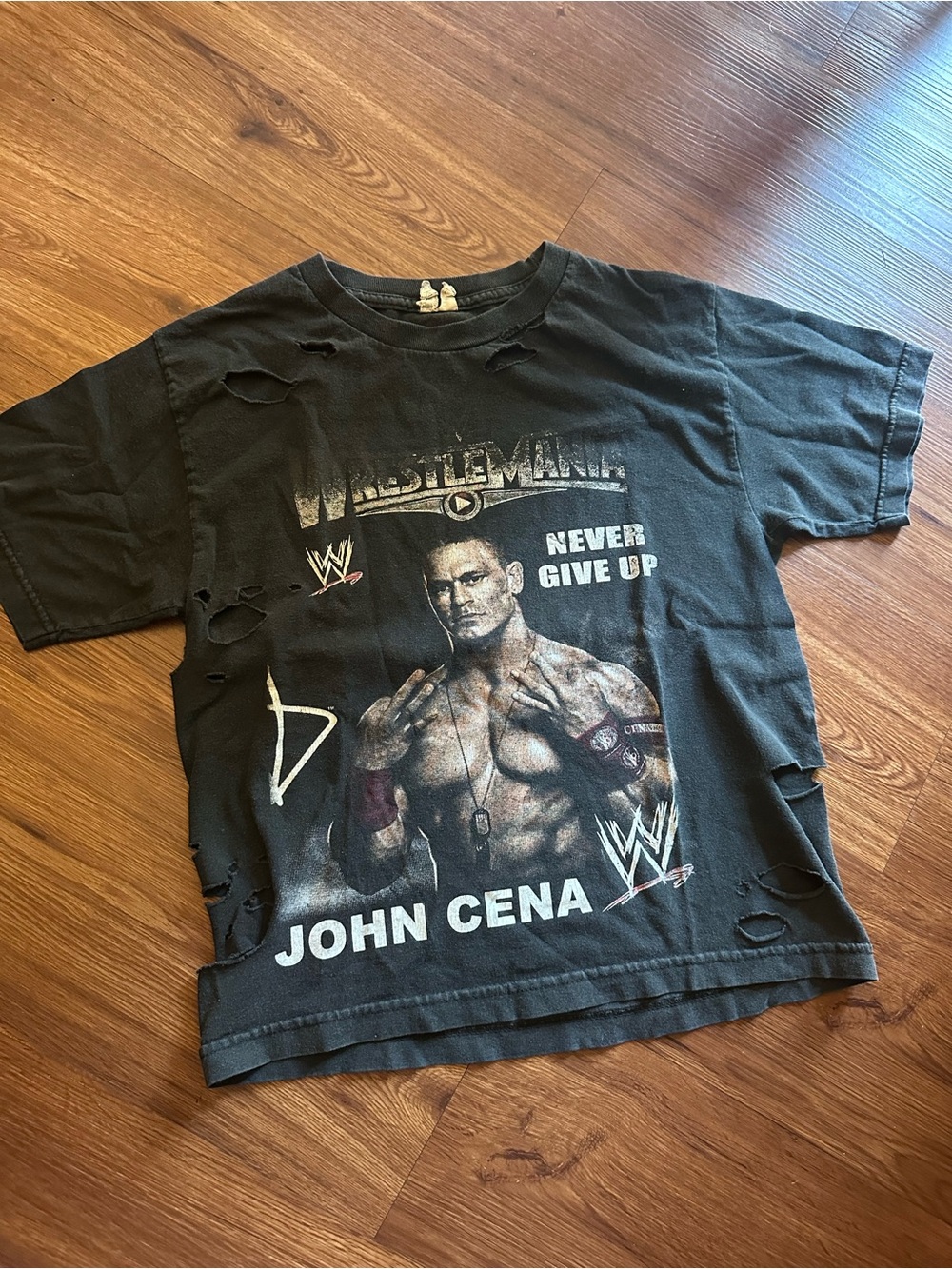 John Cena WrestleMania Black Graphic Distressed Kids T-Shirt
